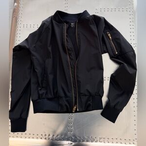 Black Bomber Jacket - women Lightweight Zip-Up